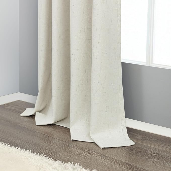 Cream Linen Blackout Curtains by Size 70 Inches Wide x 63 Inch Length Extra Wide Black Out Curtains for 72 Inches Width Bedroom Living Room Darkening Light Blocking Thermal Ivory Off White Drape 70x63