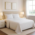 Mayfair Linen 100% Egyptian Cotton Sheets King Size - 1200 Thread Count King Size Sheets Set Egyptian Cotton, 4 PC Damask Luxury Bedsheet, Soft Cooling, 17" Deep Pocket Sateen Weave - White Stripe