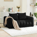 66'' Boneless Loveseat Sofa, 2 Seater Tufted Deep Seat Couch with Rounded Armrest, Upholstered Corduroy Cloud Couch for Living Room, Bedroom, No Assembly, Black