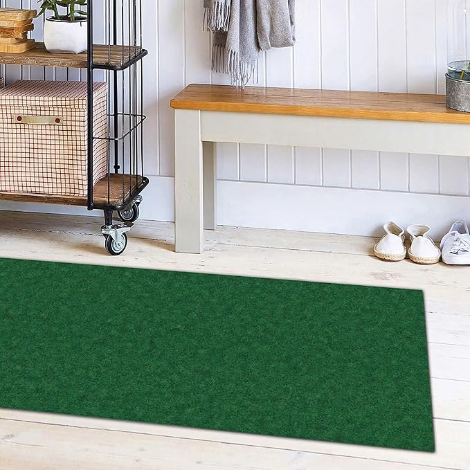 Ottomanson 2'7" x 6' Hallway Runner with Scraper Pile - Extra Durable Non-Slip Rug Mat for Indoor & Outdoor Use - Ideal for Kitchen, Entryway & Garage - High-Traffic Carpet, Green