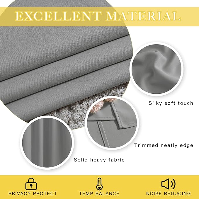 NICETOWN Extra Wide Sliding Door Curtains, Thermal Insulated Blackout Patio Curtain for Sliding Glass/French Door (Silver Grey, W80 x L84)