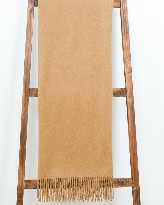 Alashan Ripple Finish - Cashmere Blend Throw Blanket - Soft Woven Camel Wool Blend Throw