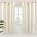 YoungsTex Beige Linen Curtains 45 Inch Length for Short Kitchen Window, Light Filtering Semi Sheer Drapes with Grommet Rustic for Cafe Bathroom Bedroom, 2 Panels, 52 X 45 Inch