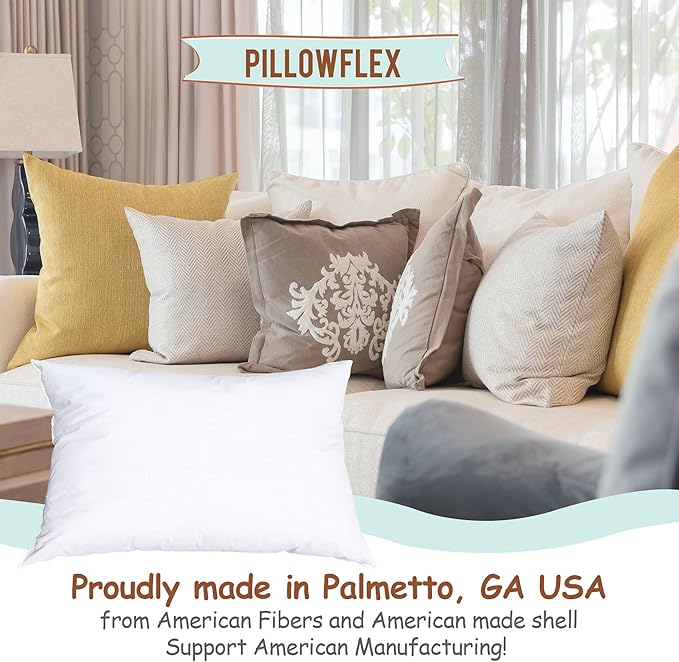 Pillowflex Synthetic Down Pillow Insert - 22x28 Down Alternative Pillow, Ultra Soft Oversized Standard Bed Sleeping Pillow, Large Rectangle Sham - 1 Decorative Pillow Form
