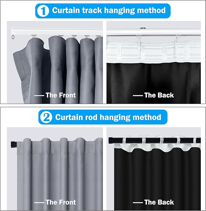 Room Divider Curtains Total Blackout Privacy Curtain Panel Room Thermal Insulated Noise Reduction Curtains for Bedroom Window Living Room Ceiling Track Curtain W 12.5 ft × H 7 ft Grey