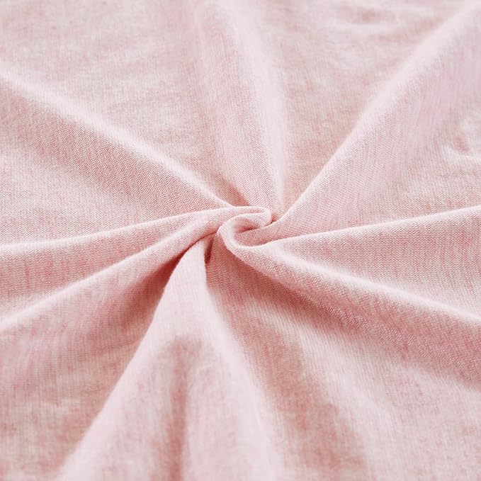 Oubonun 100% Jersey Cotton Body Pillow Cover with Zipper - Luxury Soft Removable Pillow Case - Long Fuzzy - Knitted (Baby Pink, 21"X54")