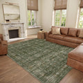 Washable 8x10 Area Rugs for Living Room, Boho Non-Slip Vintage Distress Large Rugs for Bedroom Dining Room Nursery Office, 0.3" Neutral Oriental Throw Thin Carpet, Grass Green/Multi