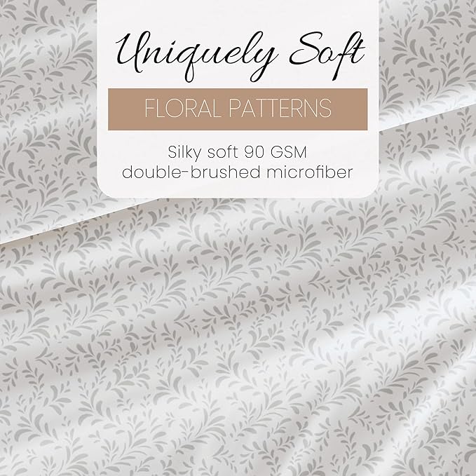 Linen Market 3 Piece Twin Bedding Sheet Set (Gray Vines) - Sleep Better Than Ever with These Ultra-Soft & Cooling Bed Sheets for Your Twin Size Bed - Deep Pocket Fits 16" Mattress