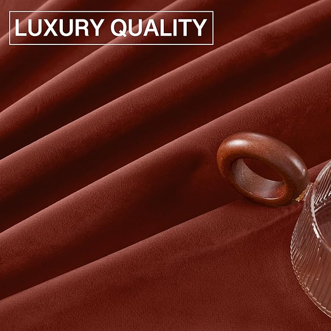 StangH Rust Curtains 90 inches - Luxury Velvet Holiday Home Decor Brick Red Light Blocking Backdrop Curtains Thick Window Covering for Bedroom, W52 x L90, 2 Panels