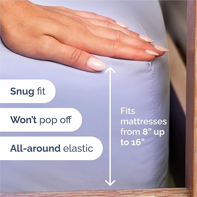 Twin XL 4 Piece Sheet Set - Cooling, Comfy & Breathable - Hotel Luxury Bedding, Includes Fitted Sheet for Women, Men, Kids & Teens - 1 Flat, 1 Fitted Sheet, 2 Pillowcases with Deep Pockets - Lavender