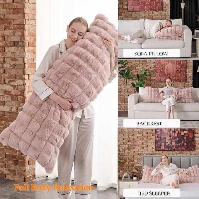 Full Body Pillow 20x54 Inch,Memory Foam Pregnancy Pillow for Side Sleepers,Orthopedic Back Support Maternity Pillow for Women (with Removable Cover)-Pink Chocolate