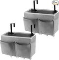 Bedside Storage Organizer 5 Pockets with 4 Hooks Hanging Storage Bag for Headboards/Bunk Bed (2Pack Grey)