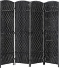 4 Panel Room Divider Folding Privacy Divider 6 Ft Indoor Wall Divider Portable Partition Wood Screen, Black