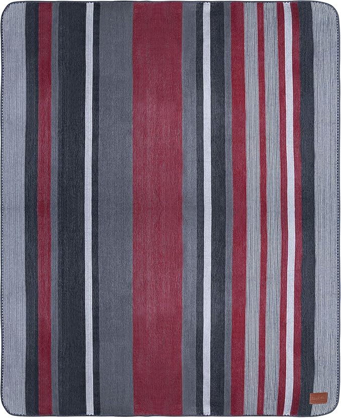 Qisu Alpaca Wool Blanket Throw | Queen, Beautiful, Warm, Stripes | 85 x 65 inches | Ultra-Soft, Hypoallergenic and Breathable | Non-Itchy or Scratchy Fabric (Red Grey Stripe)