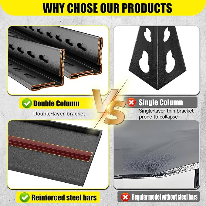 Storage Shelves, Garage Metal Shelving Unit, Adjustable, Double-Layer Column with Reinforced Ribs, Heavy-Duty, Capable of Bearing 600-3600 lbs (Balck, 47''W*24''D*77''H, 5-Tier)