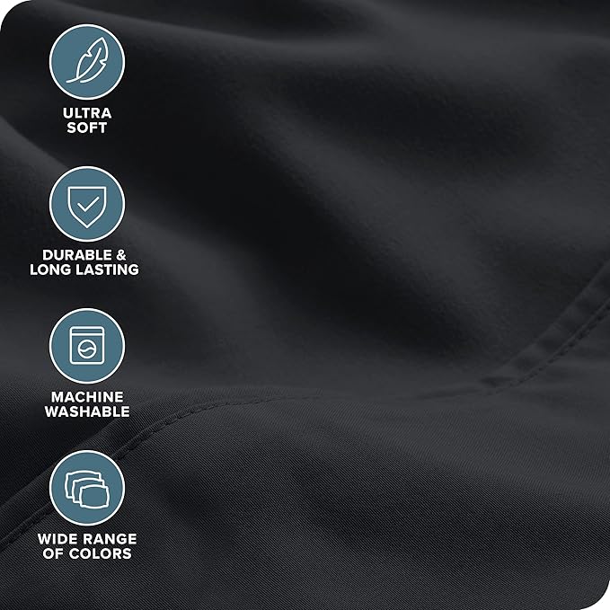 Bare Home Hotel Luxury Cal King Sheet Set, Extra Soft, 6 Piece Set, Deep Pockets, Easy Fit, Cooling & Breathable, Wrinkle, Fade, Stain Resistant, Includes 4 Pillowcases (California King, Black)