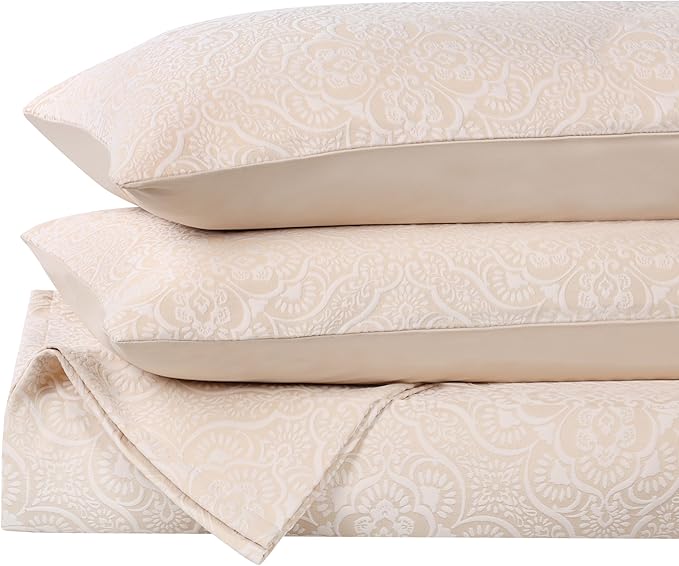 Superior 3 Piece Bedspread Set, Home Bed Decor, Decorative Bed Spread, 2 Pillow Shams, Medium Weight Blanket, Floral Matelasse Coverlet, Bedding Essentials, Enzy Collection, King, Ivory