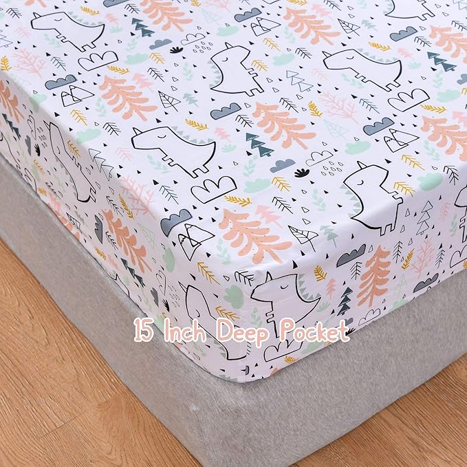 JSD Unicorn Tree Kids Sheet Set Full Size, 4 Piece Printed Microfiber Bed Sheets Deep Pocket
