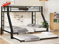 Higher Quality & Stronger Metal Bunk Bed Twin XL Over Queen Size Bunkbed Frame, Thickened Heavy Duty More Stable Steel Bunk Bed with Twin Size Trundle (Twin XL Over Queen)