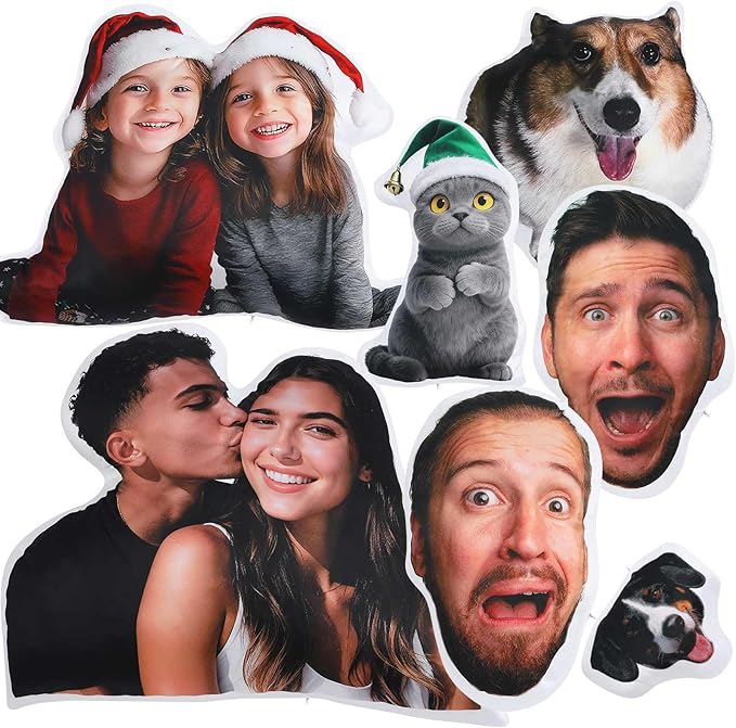 Custom4U Personalized Funny Face Pillows Customized Pet Pillow with Picture On It Double Side Print Custom Your Face Pillow (16inches)
