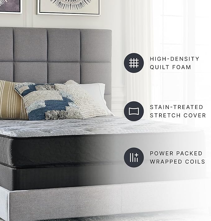 Signature Design by Ashley Full Size Comfort Plus 10 Inch Hybrid Mattress with Lumbar Support Gel Memory Foam, Fiberglass Free, Mattress In A Box
