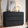 Curved Dresser with 6 Drawers, 47" Wide Chest of Drawers with Clothes Storage Organizer, Wood Dresser Closet for Living Room, Hallway (Black)