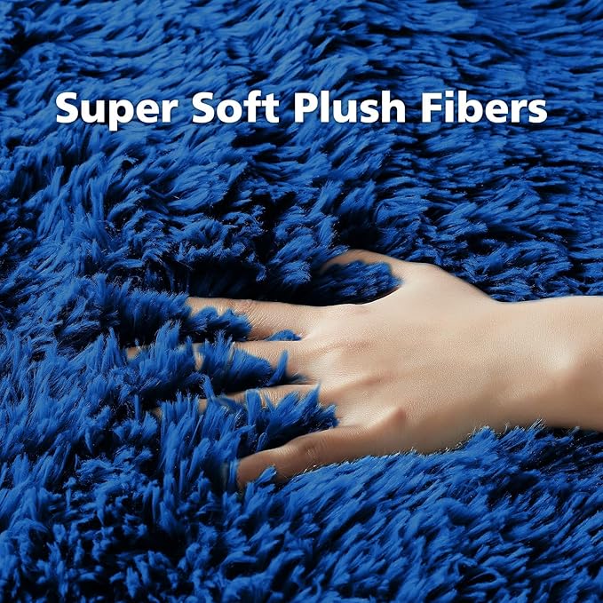 Ophanie Upgrade 4x6 Blue Rugs for Bedroom, Dark Blue Fluffy Shaggy Soft Carpet, Navy Indoor Floor Carpet for Kids Baby Boys Teen Dorm Room, Nursery,Home Decor Aesthetic