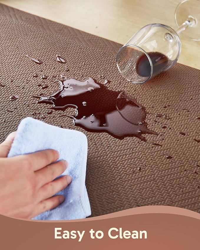 Ophanie Kitchen Mats for Floor, 3/4 inch Thick, 17x24 Anti Fatigue Cushioned Mat, Kitchen Rugs, Waterproof, Comfort Ergonomic Standing Mat for Office, Home, Sink, Brown Non-Slip Ridged Bottom