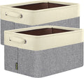 BALEINE 2 Pack Fabric Storage Bins for Shelves, Linen Storage Baskets for Organizing, Decorative Closet Bins for Clothes, Home (Grey, 15"x11"x9.5")