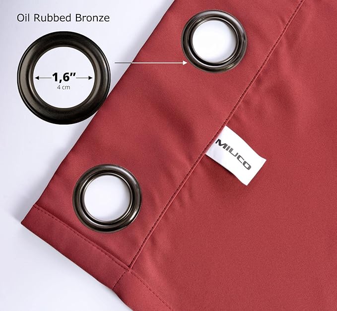 MIUCO Room Darkening Grommet Blackout Window Curtains Panels for Bedroom Set of 2 52x84 Inch Burgundy, Bonus 2 Tie Backs Included