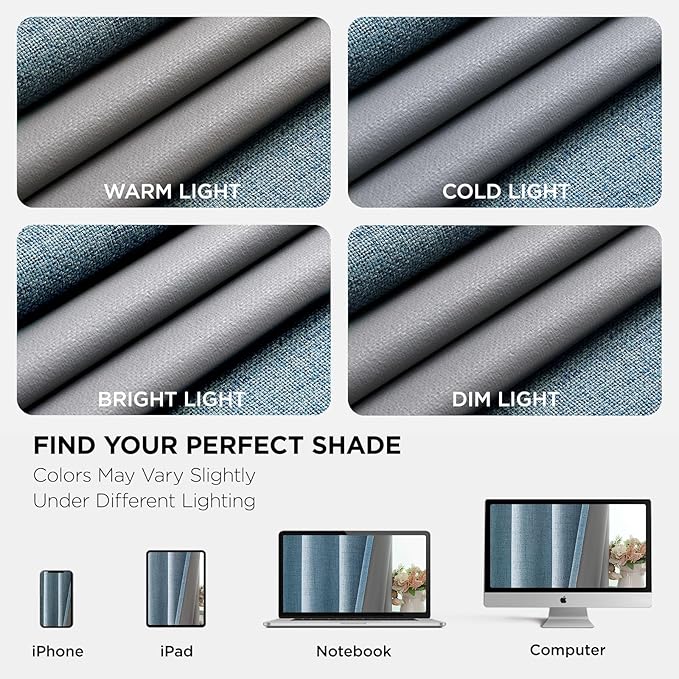 Joydeco Blackout Curtains 108 Inches Long 2 Panels Burg, Room Darkening Curtains for Bedroom, 100% Black Out Textured Thermal Drapes Privacy Protection 2 Panels Set(W52 x L108 Inch, Sky Blue)