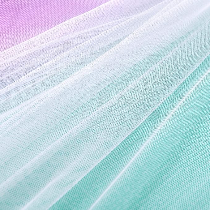 XiDi Curtains for Bedroom Decor, Rainbow PinkPuGreen-34-96