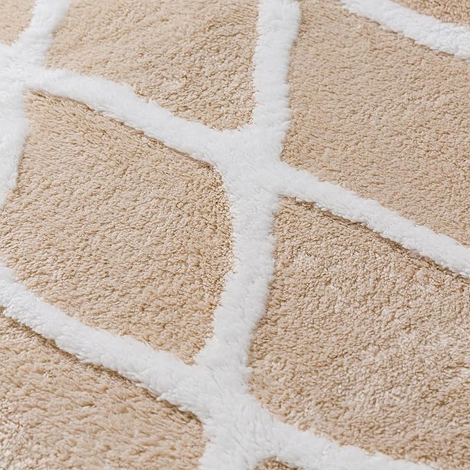 Beige 5x7 Area Rug Moroccan Shag Living Room Washable Carpet Soft Non Shedding Neutral Boho Plush Pile Modern Large Throw Rug for Kitchen Dining Room Bedroom Office