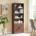 RWYHG 70in Tall Bookshelf 6 Tier Bookcase with Barn Doors and Adjustable Shelf, Brown Farmhouse Book Shelves with Storage Cabinet,Wood Floor Standing Display Bookshelve for Bedroom,Living Room,Kitchen