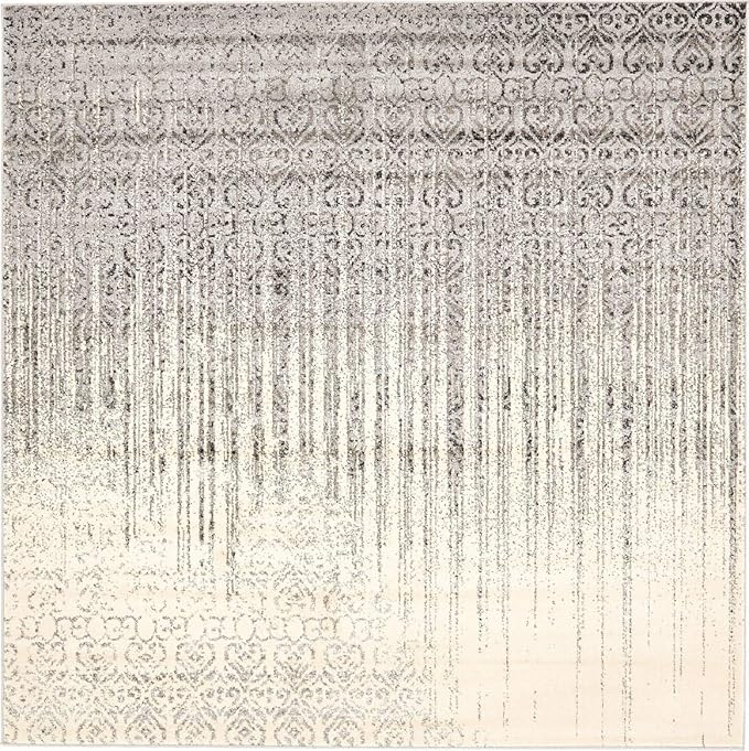 Unique Loom Del Mar Collection Area Rug - Jennifer (7' 10" Square, Gray/ Black)