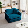 mikibama 41.4 Inch Single Seat Sofa, Chenille Comfy Deep Upholstered Couch Armchair with Toss Pillow for Living Room Bedroom Office Apartment, Blue