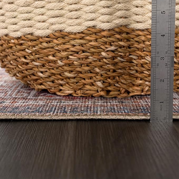 Bloom Rugs Washable 3' x 5' Rug - Brown/Blue/Orange Traditional Area Rug for Living Room, Bedroom, Dining Room, and Kitchen - Exact Size: 3' x 5'