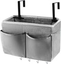 Bedside Storage Organizer 5 Pockets with 4 Hooks Hanging Storage Bag for Headboards/Bunk Bed (Grey)