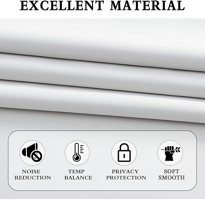 DONREN Greyish White Window Curtain Panels - 42 Width x 84 Length 2 Panels Thermal Insulated Rod Pocket Room Darkening Curtains for Bedroom
