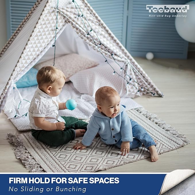 6' x 9' Non-Slip Rug Pad, Reversible Gripper, Non Skid Pads for Hardwood, Vinyl, Tile, Laminate Floors, Keep Area Rugs Secure, Natural Materials Safe for Indoor Flooring, ¼” Thick
