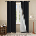 Soundproof 3 Layers Heavy Curtains Full Blackout Thermal Insulating Curtains for Bedroom Living Room (Black, 1 Panel 50x96 Inch)