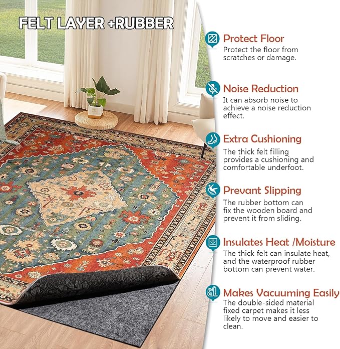 Waterproof Rug Pad, 2x10 Ft Under Area Rug Carpet Pad, Non Slip Rug Pads for All Floors and Hardwood Floors Finishes, Keep Carpets in Place Soft and Prevent Rug from Wrinkling or Buckling