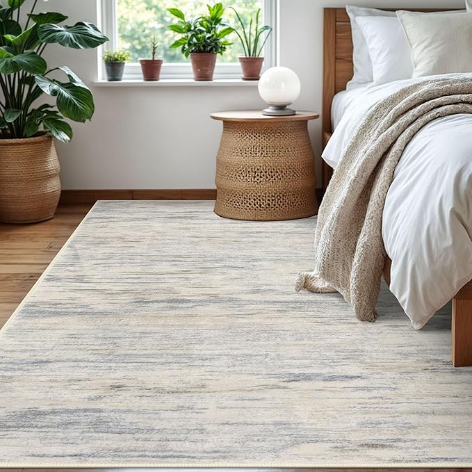 5x7 Modern Area Rug for Bedroom, Gray Beige Neutral Multi Large Gray Beige Neutral Multi Super Soft Rug with Non-Slip, Non-Shedding Rugs for Living Room, Indoor Door Mat for Home Décor