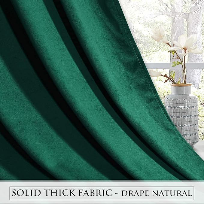 StangH Emerald Green Velvet Curtains 84 inches - Christmas Holiday Decor Plush Blackout Thermal Insulated Window Curtains Drapes for Living Room, W52 x L84, 2 Panels