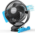 Svinkal USB Portable Clip on Fan, 2400mAh Battery Type-C 6in, 3 Speed 720° Tilting Head, Black Personal Rechargeable Fan for Desk, Bedside, Golf Cart, Baby Stroller, Indoor & Outdoor Use