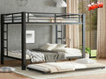 Upgraded & Stronger Heavy Duty Metal Queen Over Queen Bunk Bed for Adults & Teens, Thickened More Stable Safer Bunkbeds (Greater Weight Capacity) (Queen Over Queen Bunk Bed with Trundle)