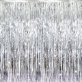 GOER 3.2 ft x 8.2 ft Metallic Tinsel Foil Fringe Curtains Party Photo Backdrop Party Streamers for Birthday,Graduation,New Year Eve Decorations Wedding Decor (Silver,1 Pack)