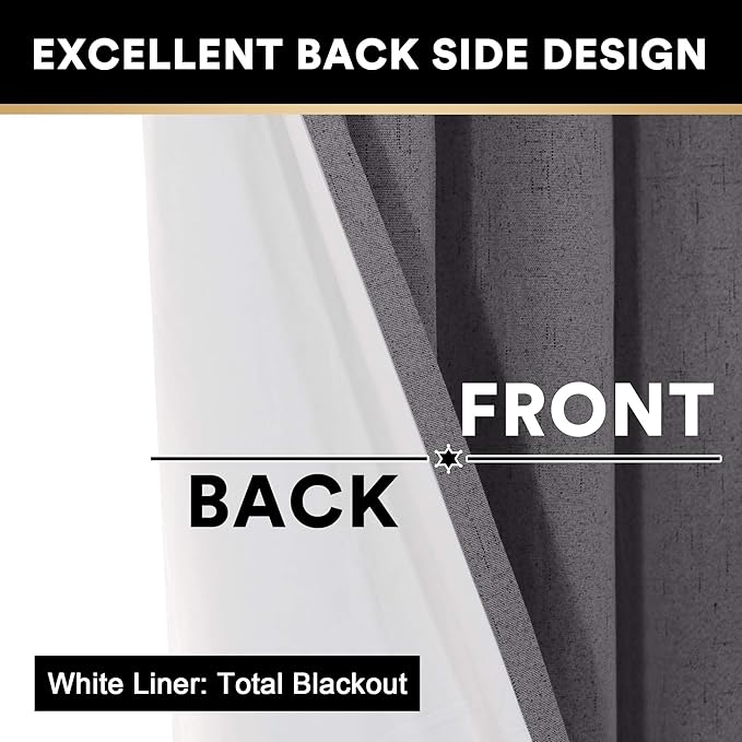 PrinceDeco 100% Blackout Curtains for Sliding Glass Doors Thermal Insulated Door Curtain for Bedroom/Living Room Room Darkening Curtains Shades for Sliding Glass Doors,W100 X L96 Inch,Grey