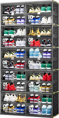 JEKO&JEKO 10-Tier Double-Column Foldable Shoe Storage Cabinet with Magnetic Doors, Large Collapsible Shoe Rack Organizer for Entryway, Fits Up to 40 Pairs, Black