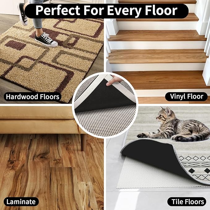 FestiCorp Non Slip Rug Pads 2x3 Ft Non Skid Rug Pad Gripper, Anti-Slip Carpet Rug Mats for Under Rugs and Hard Surface Floors